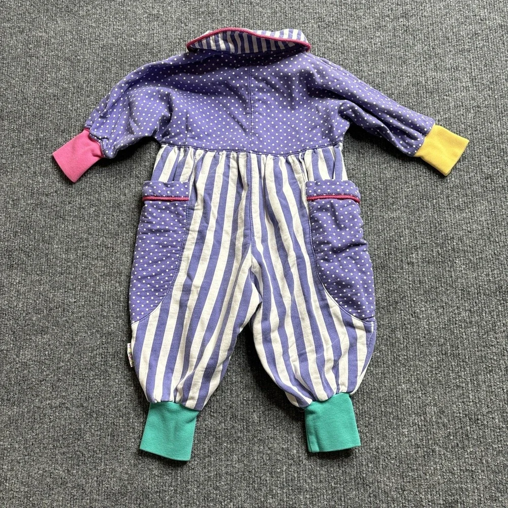 Vintage Rainbow Tag Gymboree Long Sleeve Romper Dots Stripes 1990s Infant‎ READ